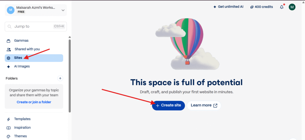 Use the “Sites” Feature to Create a Website with Gamma
