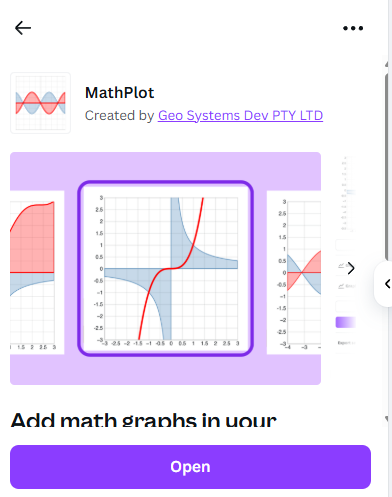 MathPlot graph tool in Canva apps for teachers