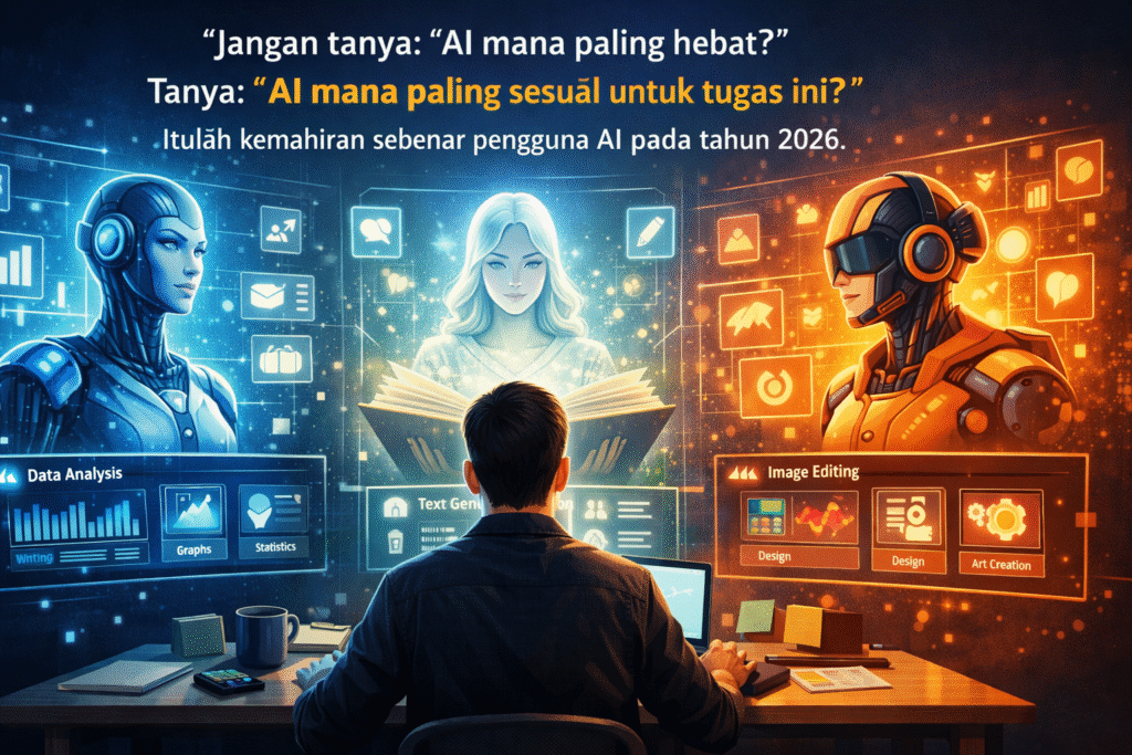 Jangan tanya:

“AI mana paling hebat?”

Tanya:

“AI mana paling sesuai untuk tugas ini?”

Itulah kemahiran sebenar pengguna AI pada tahun 2026.