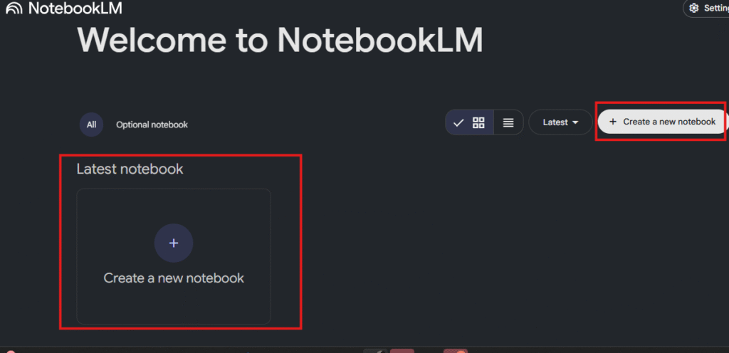 Klik Create Notebook