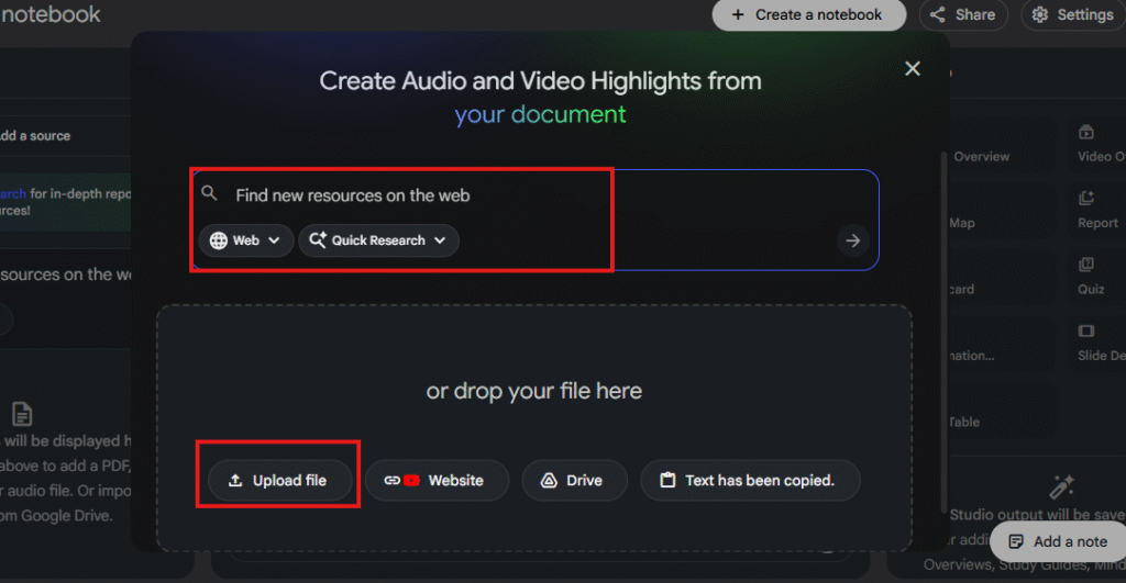  Cari Sumber Baru Atau Klik Upload File