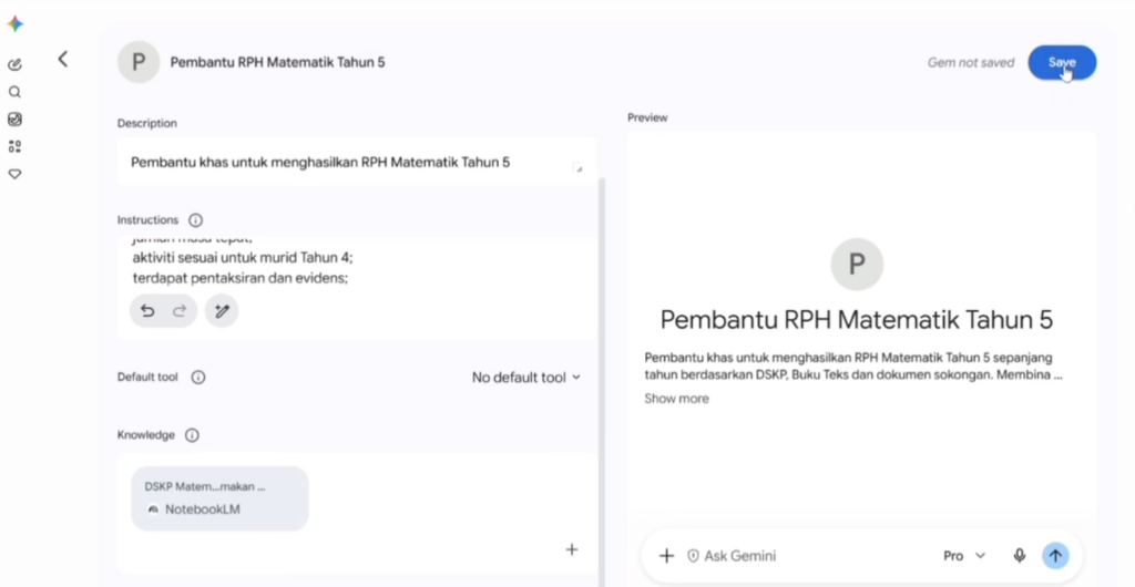 klik save
