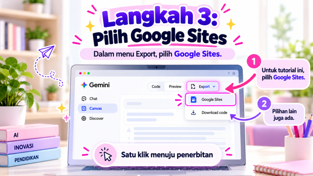 Pilih Google Sites dalam menu Export.
