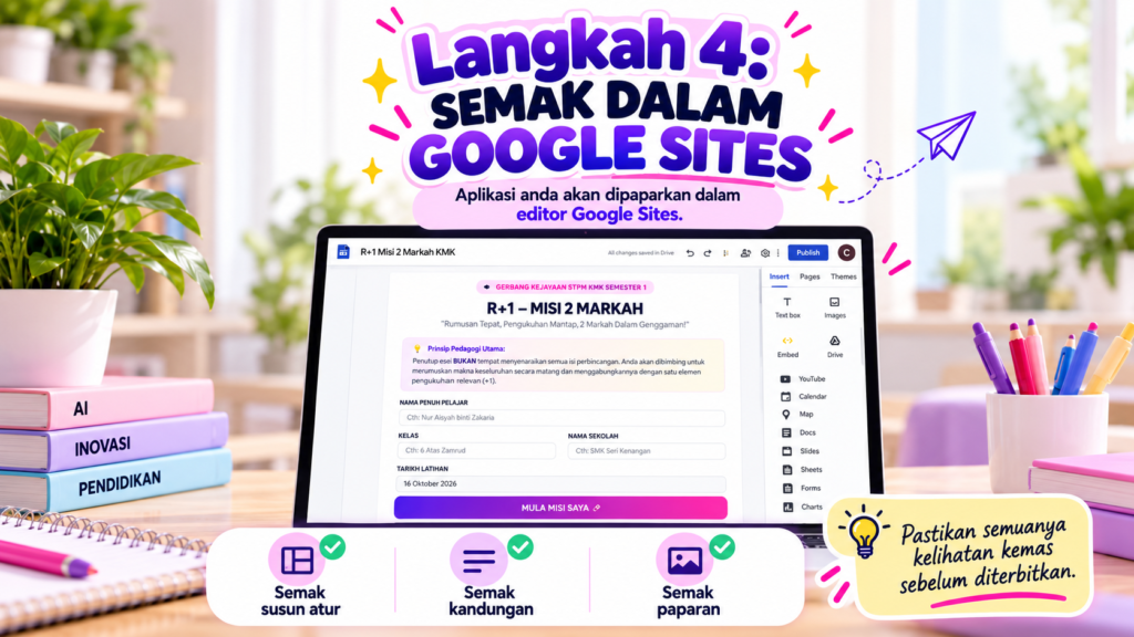 Semak aplikasi dalam Google Sites.